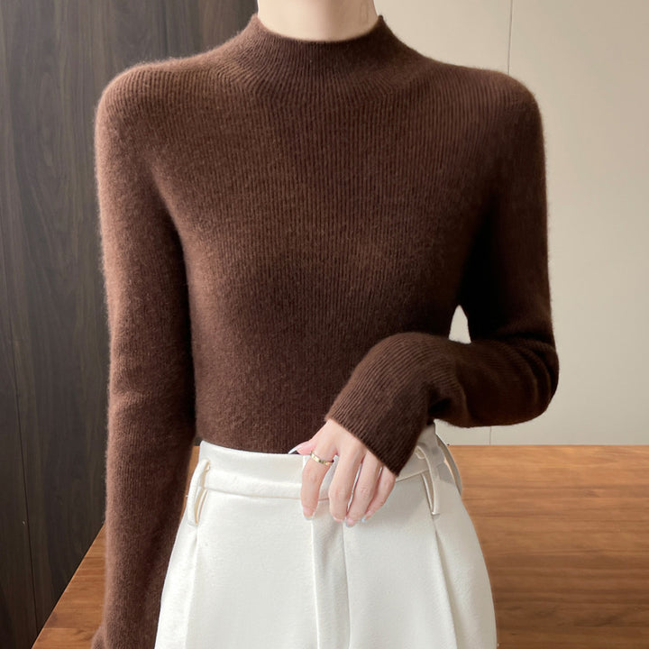 Damen-Strickpullover mit Stehkragen, figurbetont