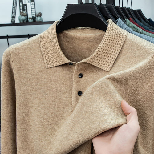 Herren-Strickpullover mit Reverskragen und Thermofutter