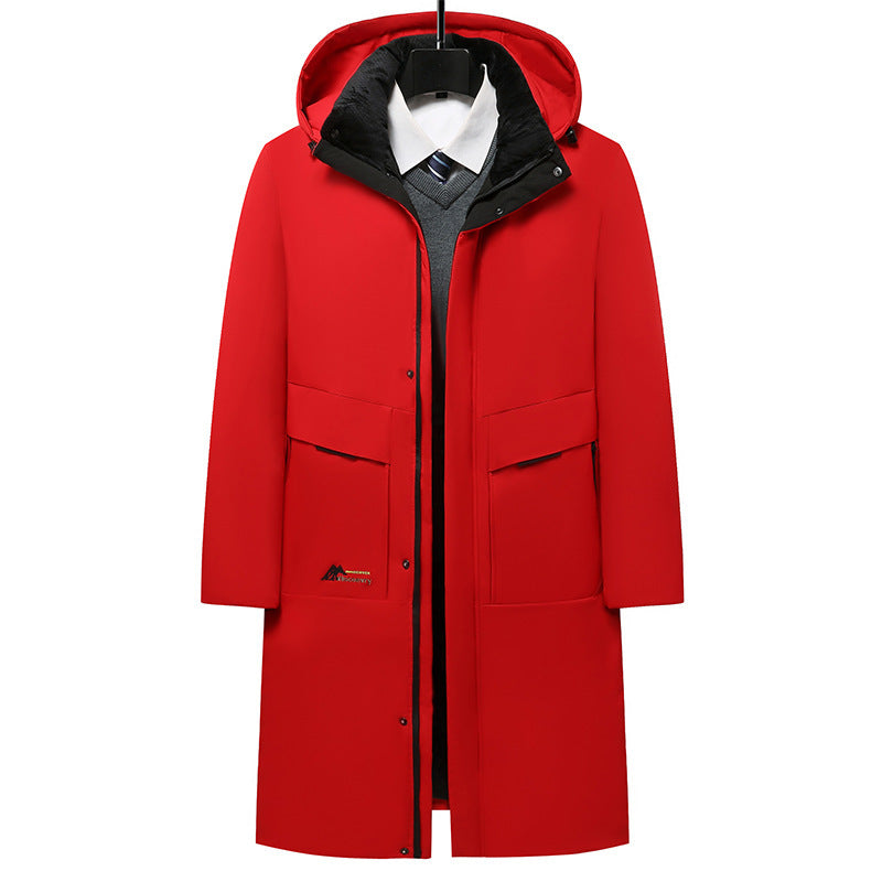 Lange Herren-Winterjacke mit abnehmbarem Kragen