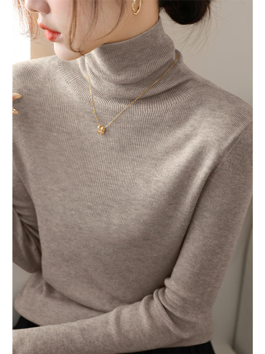Damen-Strickpullover, figurbetont, mit Stehkragen