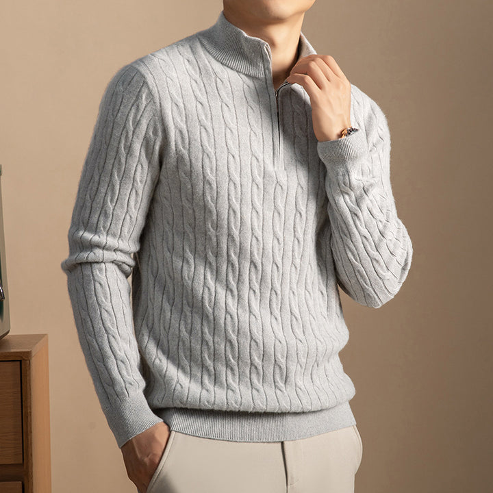 Herren-Kaschmirpullover mit Reißverschluss, dick