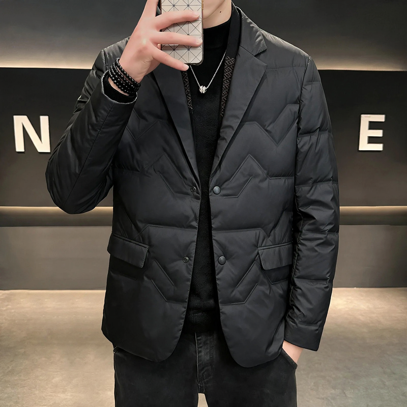 Herren-Daunenjacke im Sakko-Stil mit abnehmbarem Kragen