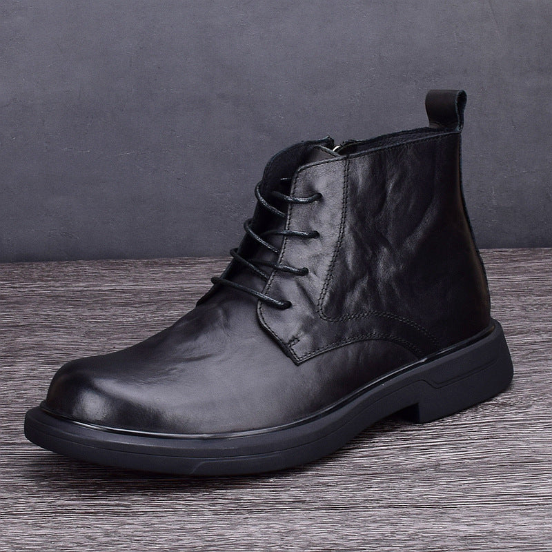 Gefütterte Herren-Lederstiefel für den Winter
