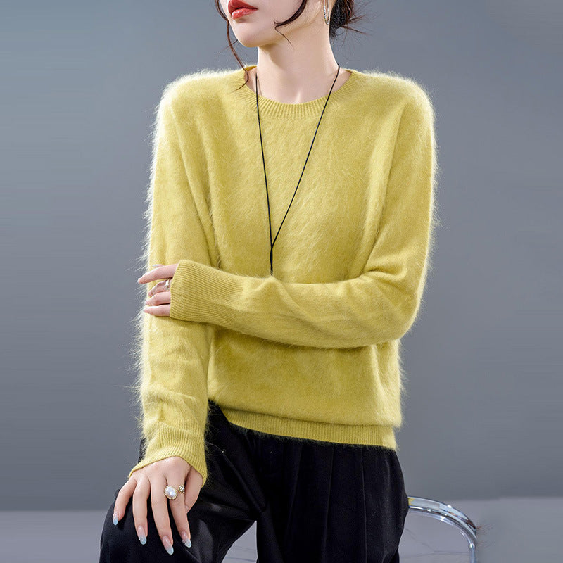 Damen-Strickpullover aus weichem Woll-Kaschmir-Mix