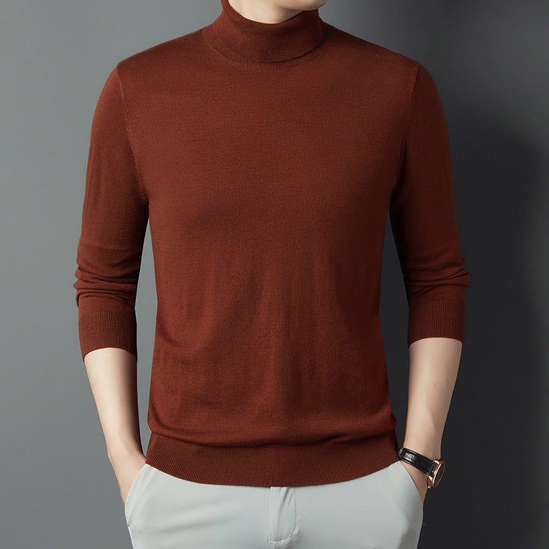 Rollkragenpullover aus Seide und Schurwolle