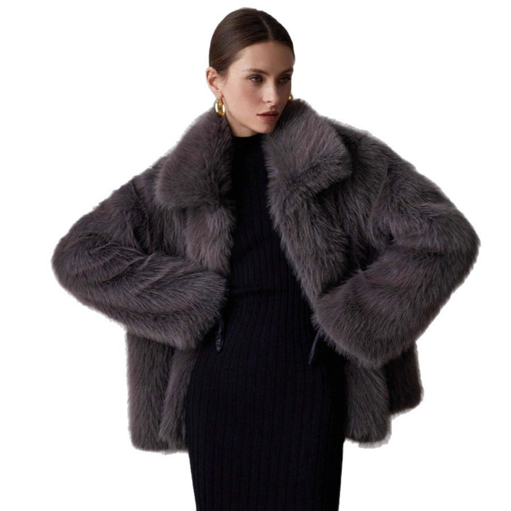 Elegante Damen-Kunstpelzjacke in Unifarben