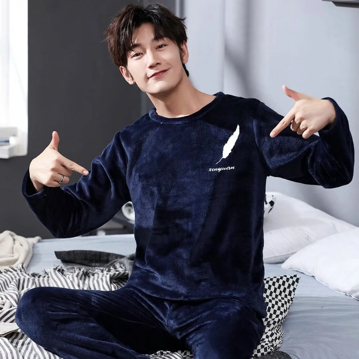 Herren-Pyjama-Set, Flanell, gefüttert, warm