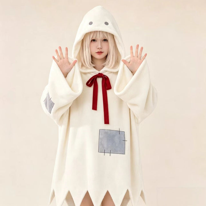 Damen-Schlafkleid mit Kapuze, Korallenfleece