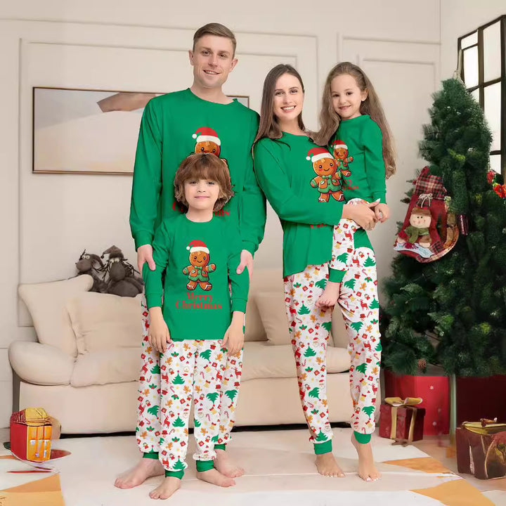 Familien-Pyjama-Set, Lebkuchenmann-Druck, Langarm