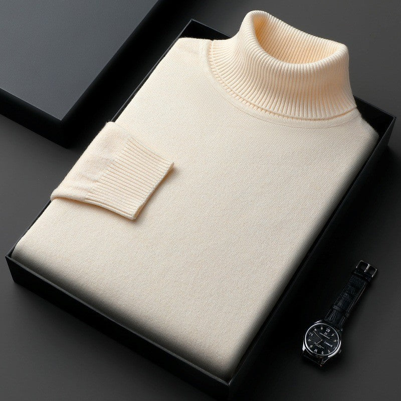 Herren-Rollkragenpullover, einfarbig, dick und locker