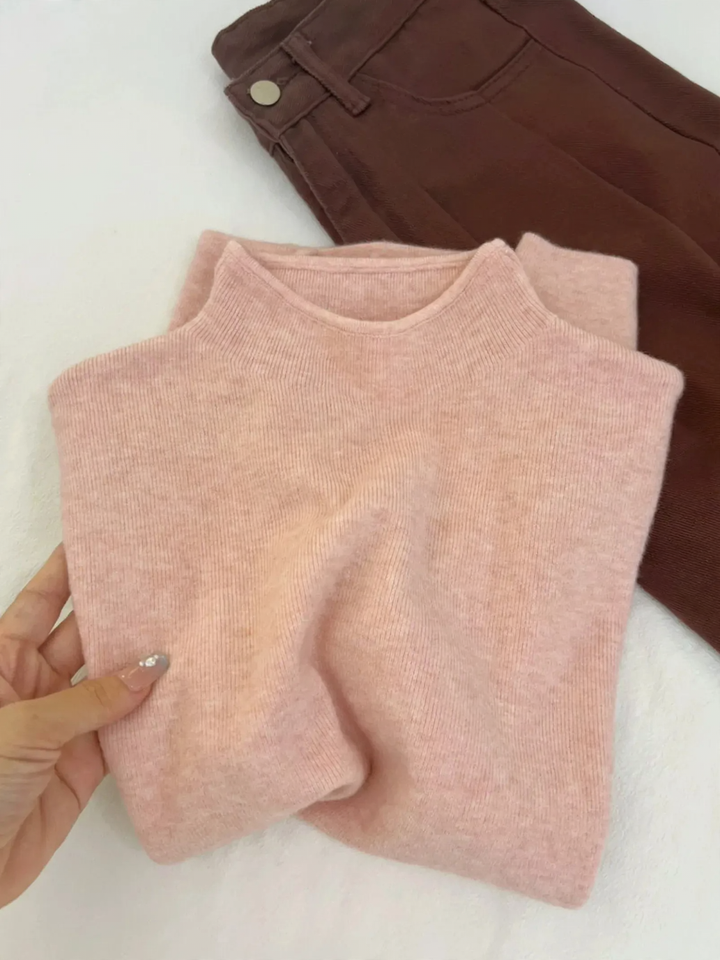 Damen-Strickpullover mit Stehkragen, weiches Material