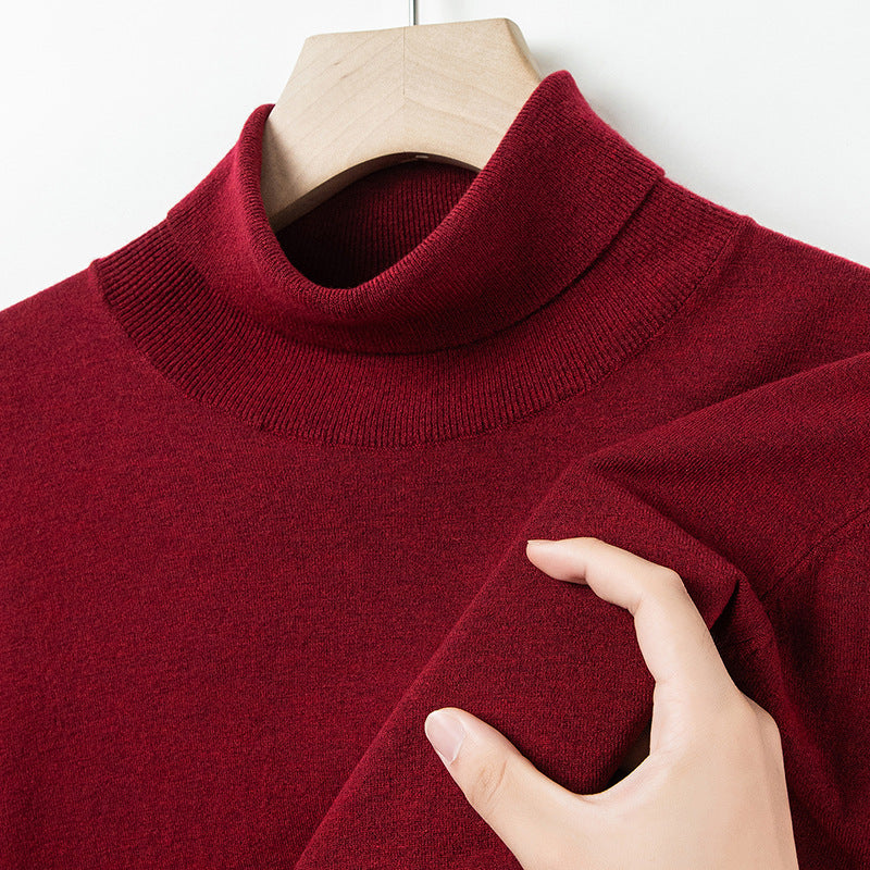 Herren-Wollpullover, feiner Strick, Stehkragen