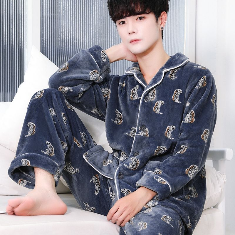 Herren-Pyjama-Set, Flanell, warm und atmungsaktiv