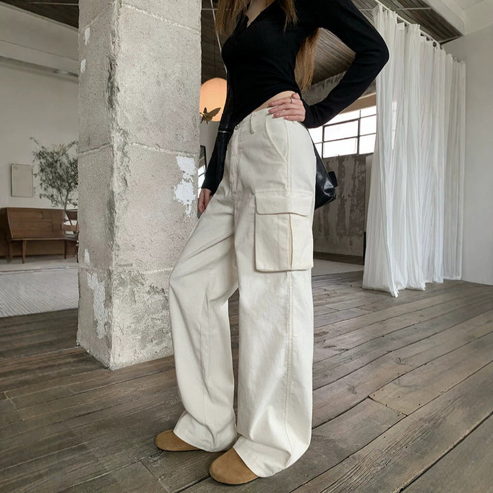 Lockere Cord-Freizeithose aus Baumwolle, gerade geschnitten