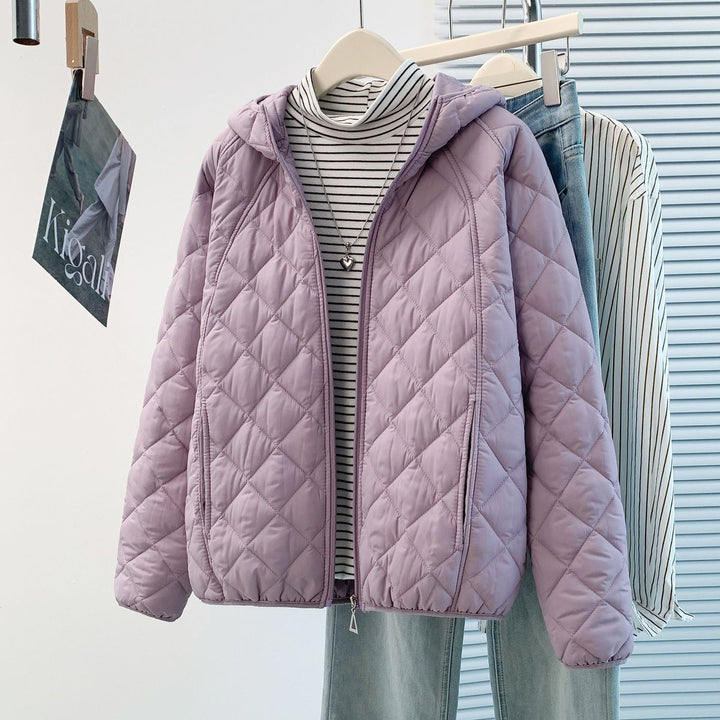Damen-Steppjacke, leicht, tailliert, mit V-Ausschnitt