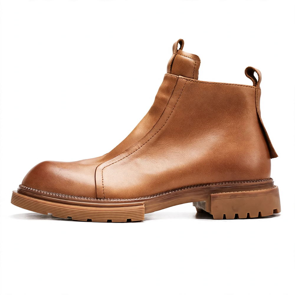 Herren-Chelsea-Stiefel mit Plateau, Echtleder