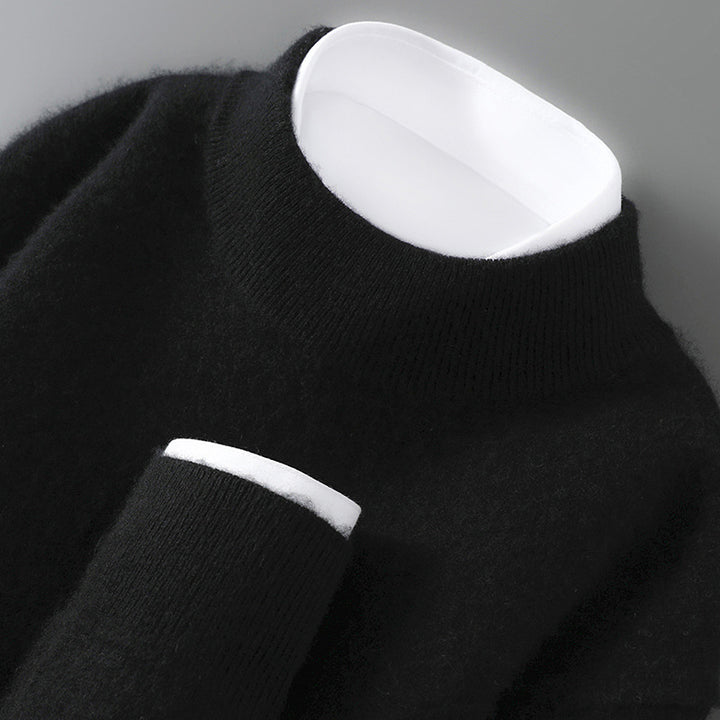 Herren-Wollpullover mit Stehkragen, 100% Wolle
