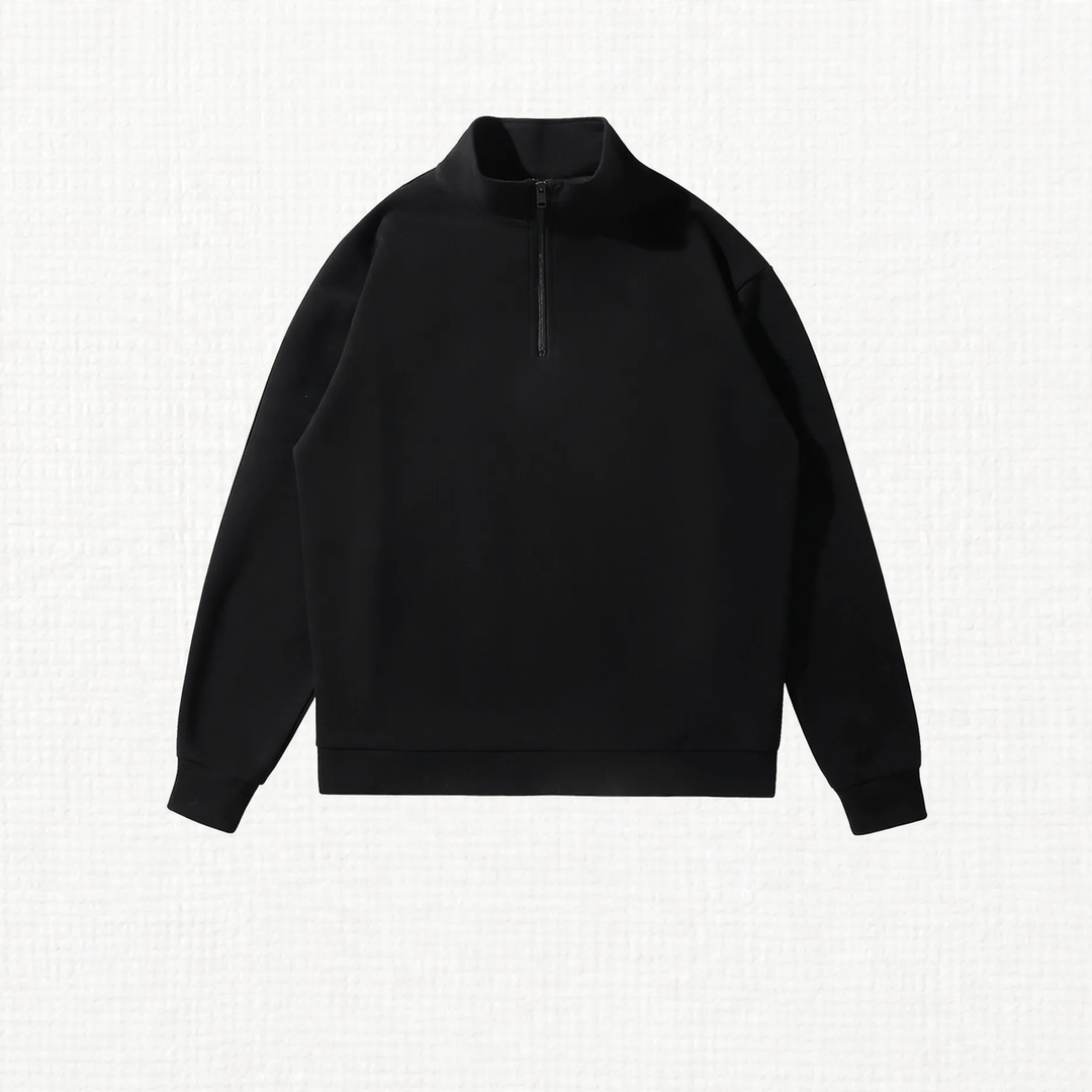 Sweatshirt mit hohem Stehkragen und Halbreißverschluss