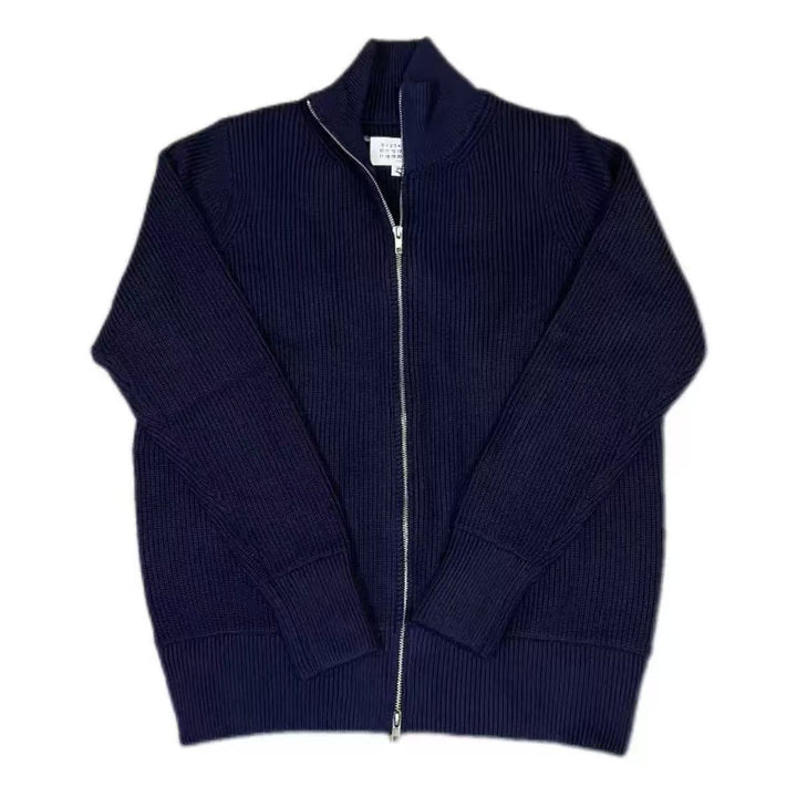 Herren-Strickjacke mit Stehkragen und Doppelreißverschluss