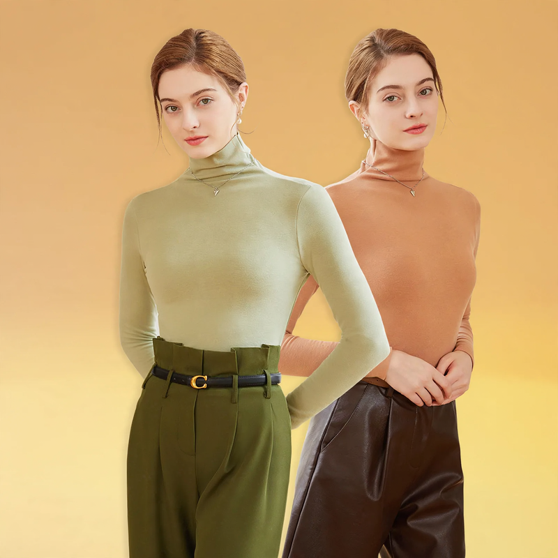 Damen-Rollkragenpullover aus Kaschmir-Seiden-Mix