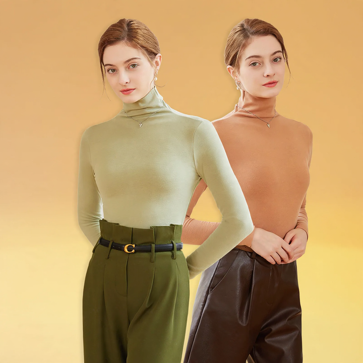 Damen-Rollkragenpullover aus Kaschmir-Seiden-Mix