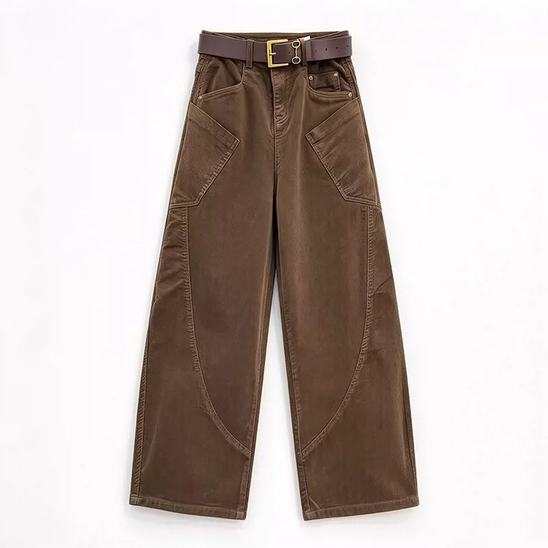 Retro-Cordhose mit hohem Bund, weit geschnitten