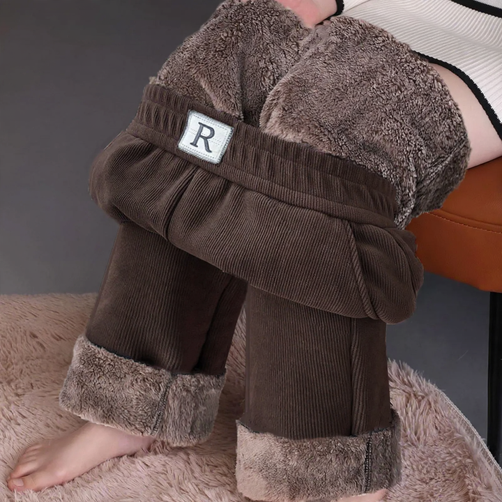 Gefütterte Cord-Weithose für Damen, warm und gerade