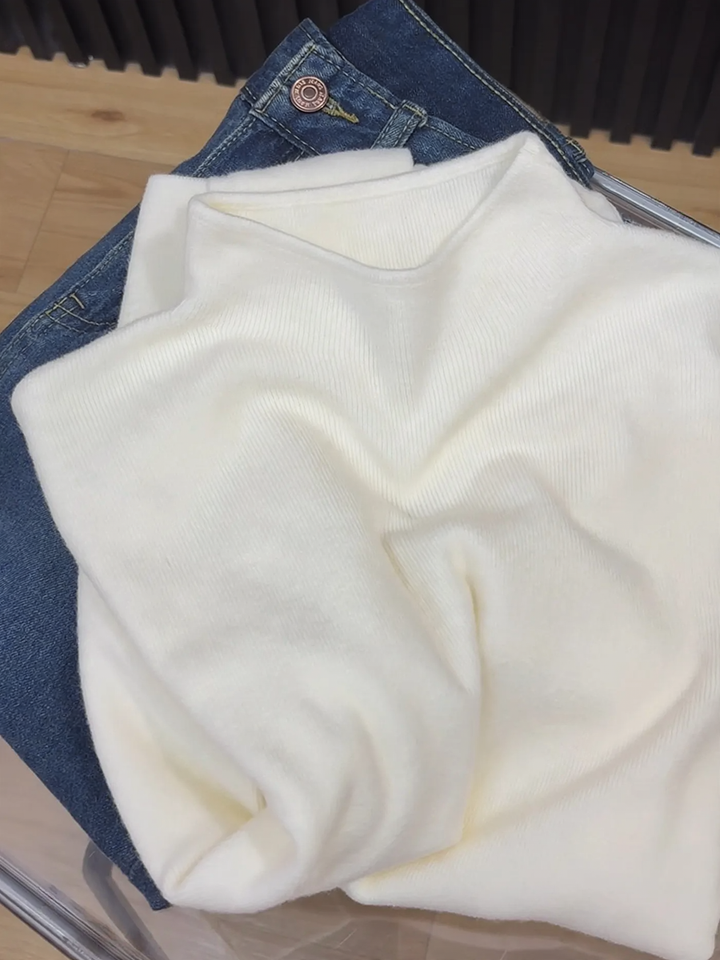 Damen-Strickpullover mit Stehkragen, gefüttert
