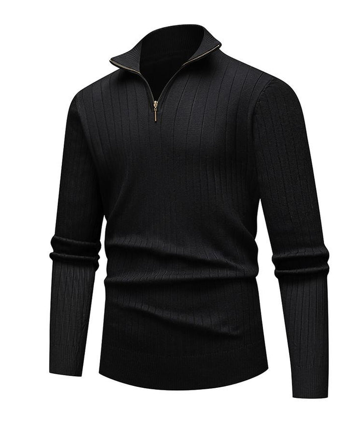 Herren-Strickpullover mit Stehkragen und Reißverschluss