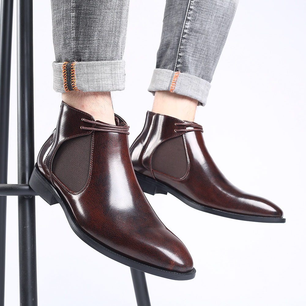 Chelsea-Stiefel, PU-Leder, rutschfest, quadratische Zehenpartie