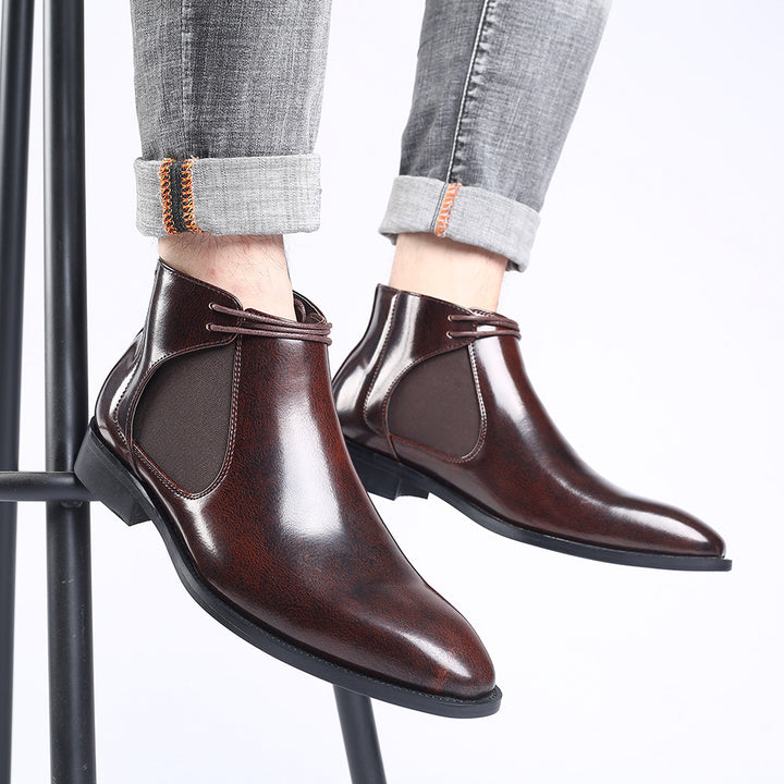 Chelsea-Stiefel, PU-Leder, rutschfest, quadratische Zehenpartie