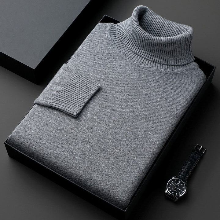 Herren-Rollkragenpullover, einfarbig, dick und locker