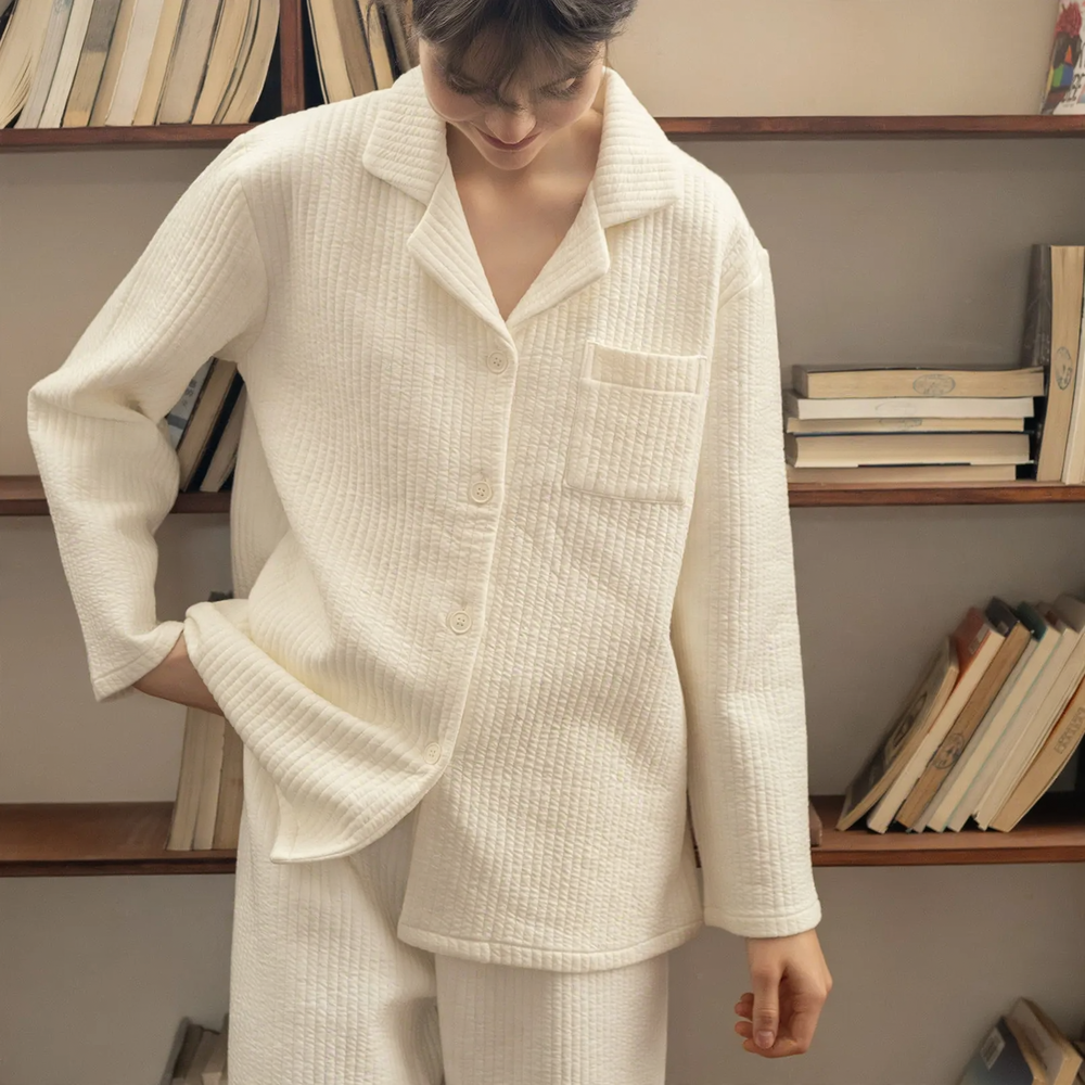 Baumwoll-Loungewear-Set für Paare, langärmelig