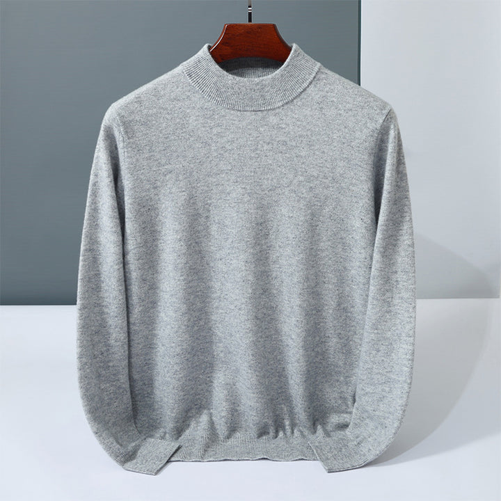 Herren-Kaschmirpullover, Stehkragen, einfarbig