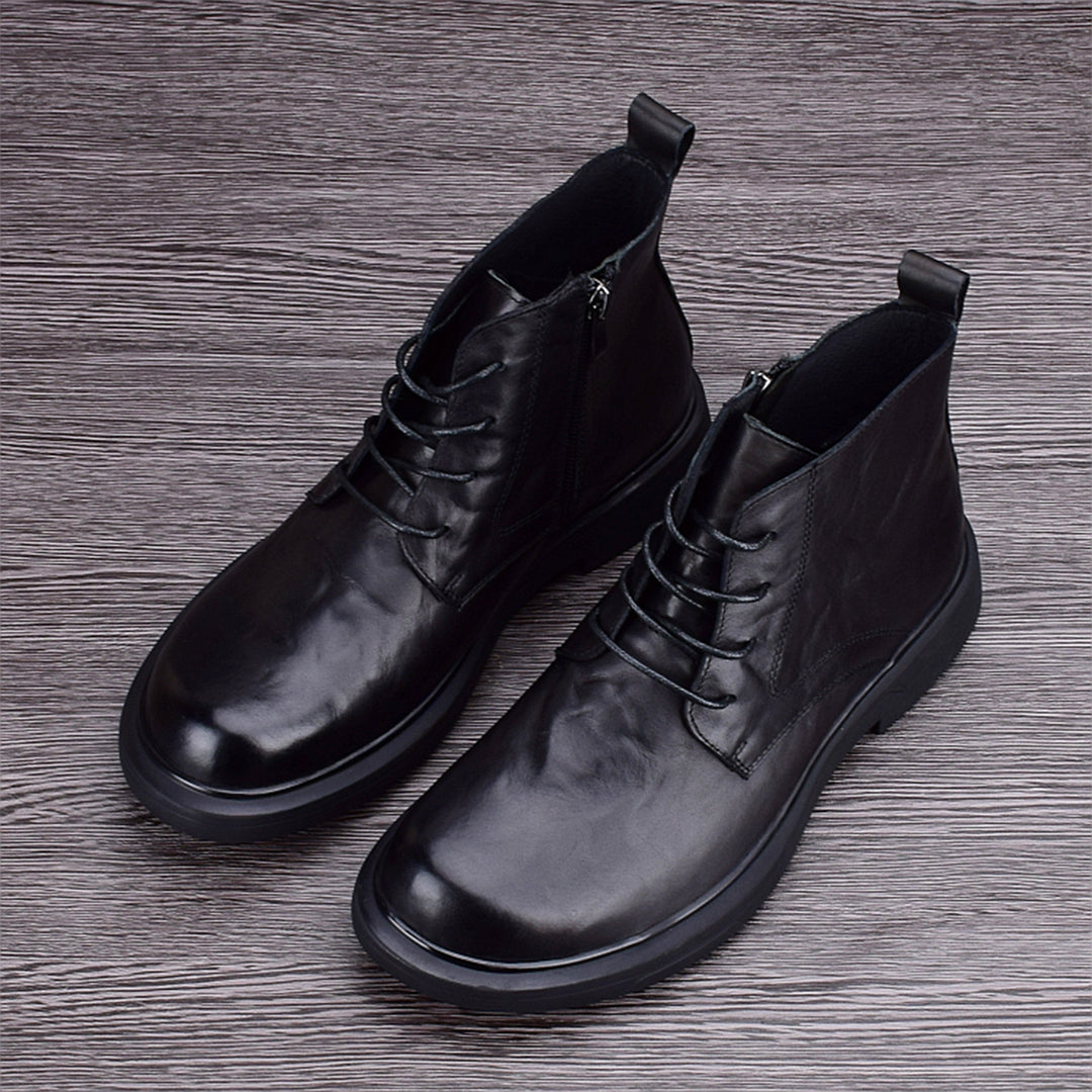 Gefütterte Herren-Lederstiefel für den Winter