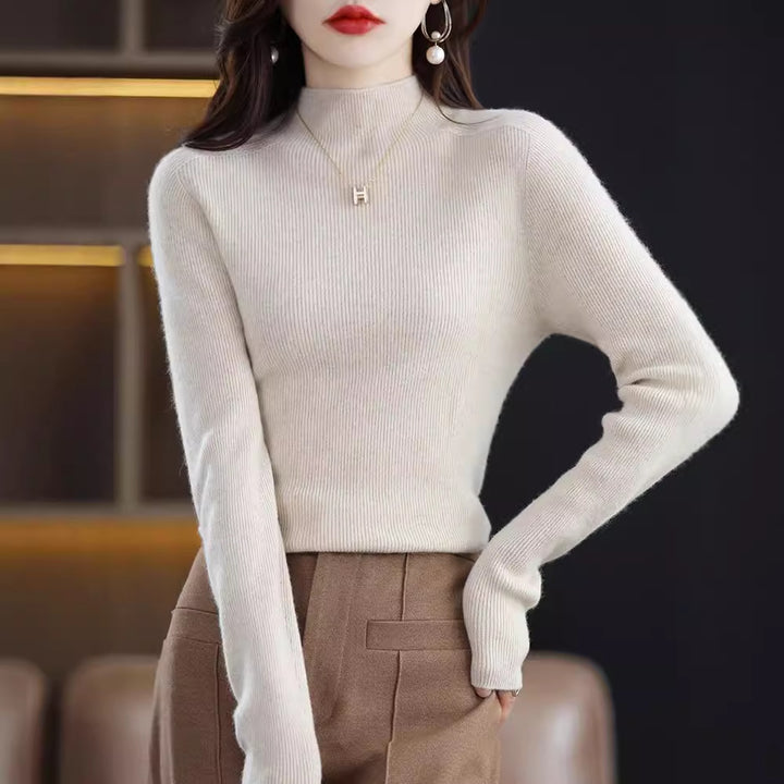 Damen-Strickpullover mit Stehkragen, nahtlos