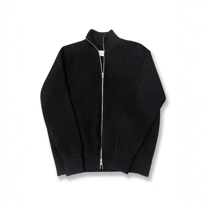 Unisex-Strickjacke mit Rollkragen und Doppelreißverschluss
