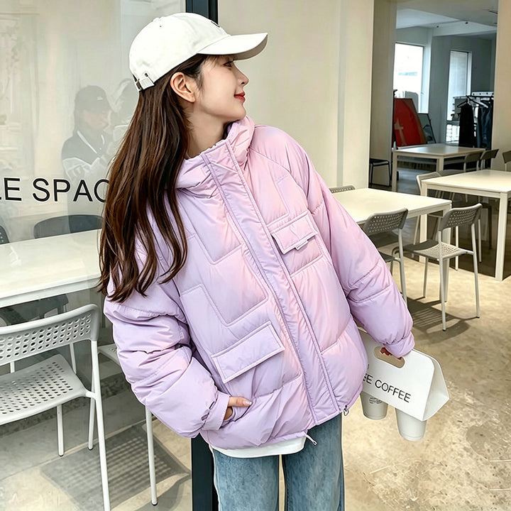 Kurze Damen-Steppjacke mit Kapuze, verschiedene Farben