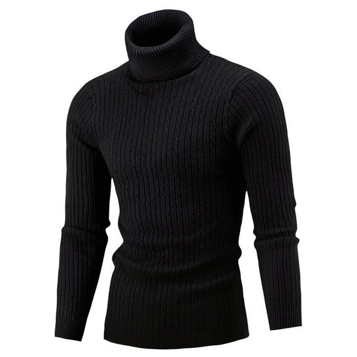 Herren-Strickpullover mit Rollkragen und Zopfmuster