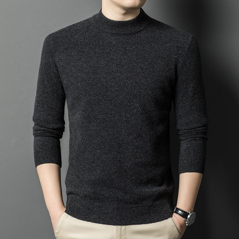 Herren-Pullover aus reiner Wolle mit Stehkragen