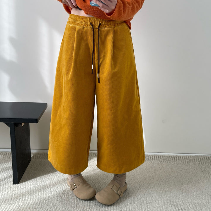 Damen-Cordhose, weit geschnitten, knöchellang, gefüttert