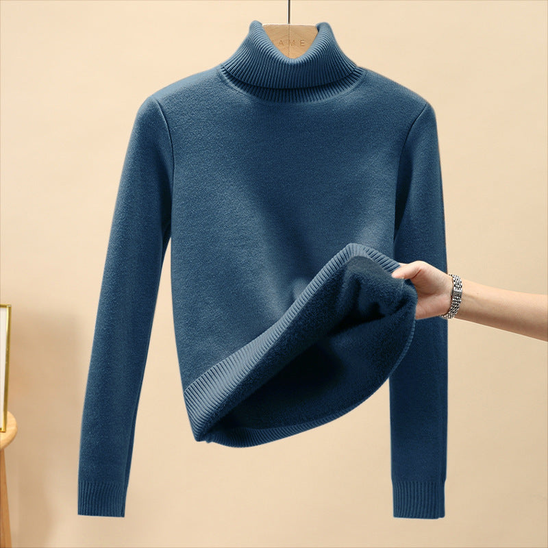 Damen-Pullover mit Stehkragen und Fleecefutter