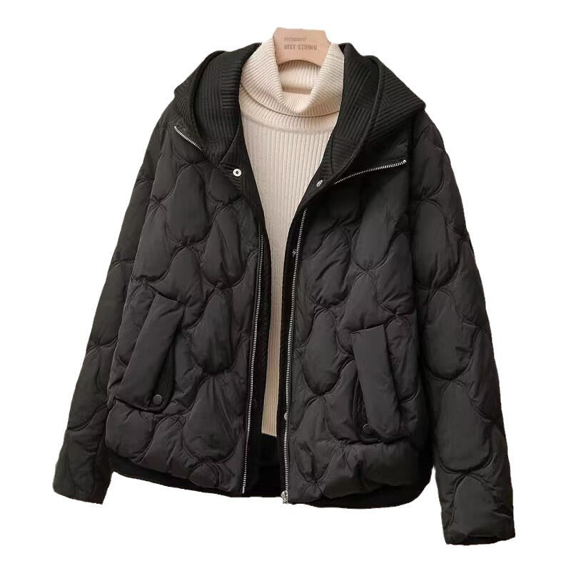 Damen-Winterjacke mit Kapuze und Strick-Optik
