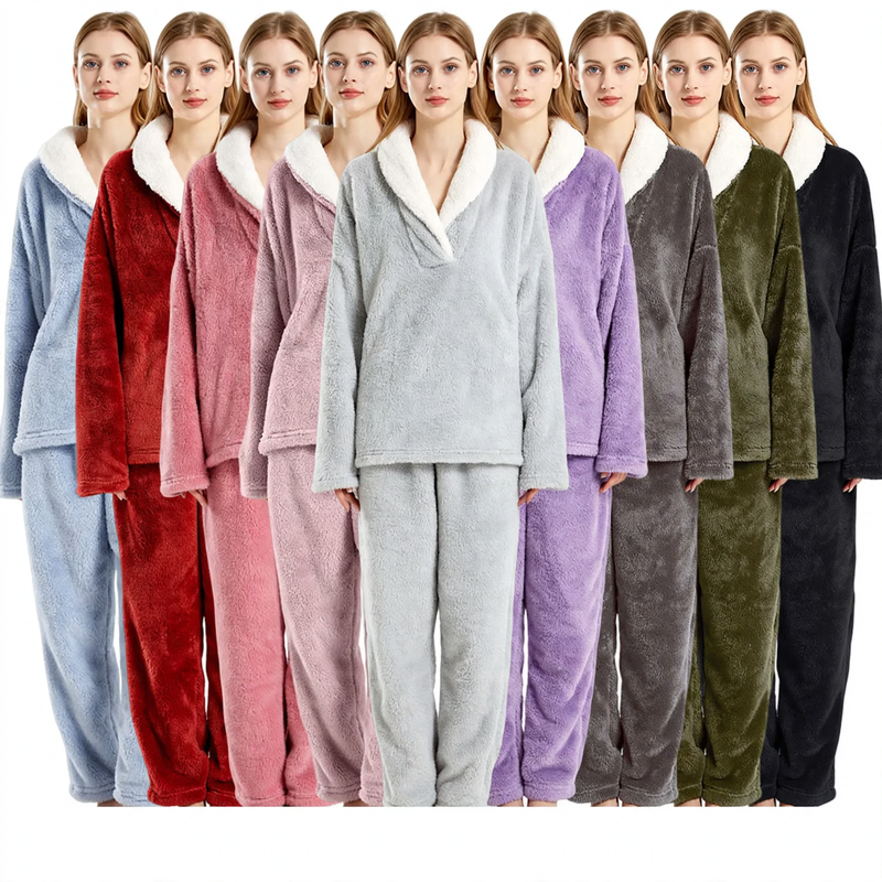 Damen-Schlafanzug-Set aus dickem, weichem Fleece