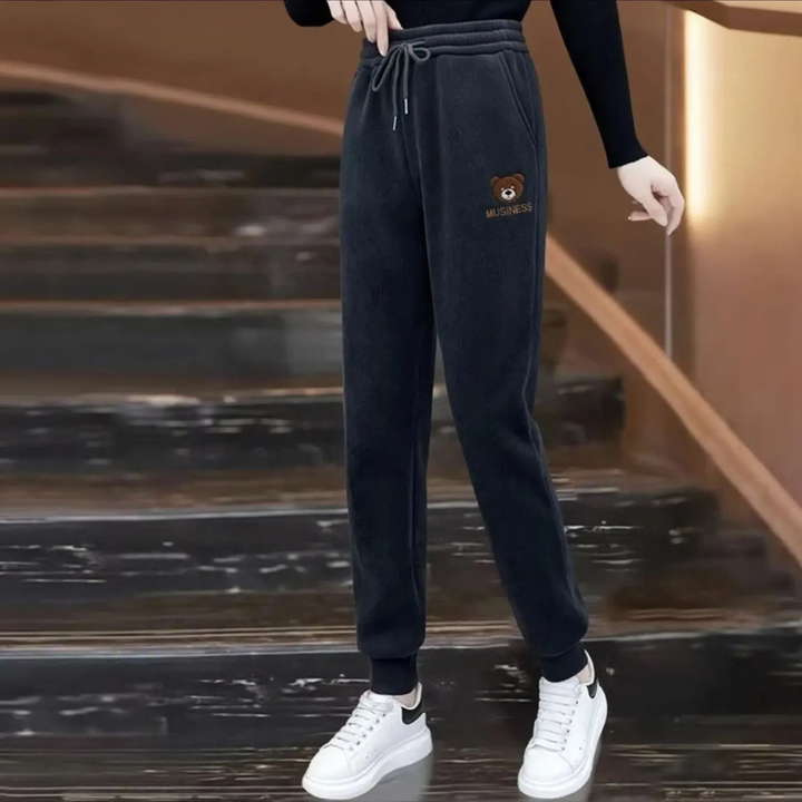 Gefütterte Damen-Cord-Jogginghose mit Bündchen