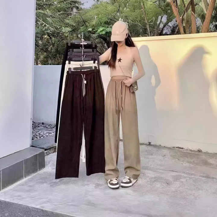 Damen-Cordhose mit weitem Bein und Gürtel