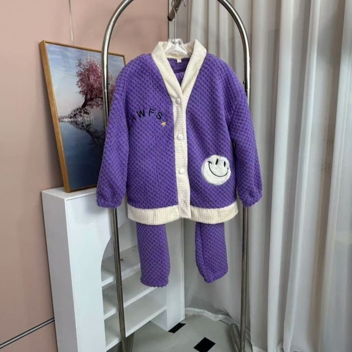 Damen Flanell-Schlafanzug mit Weihnachtskragen, gefüttert