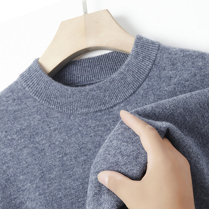 Herren-Kaschmirpullover, Rundhals, einfarbig