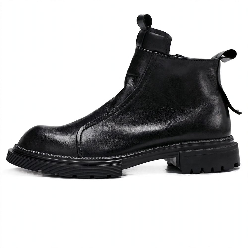 Herren-Chelsea-Stiefel mit Plateau, Echtleder