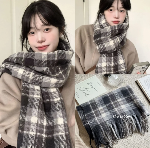 Karierter Schal im koreanischen Stil